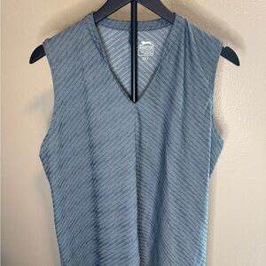 Blue/Gray Striped Golf Sleeveless Top